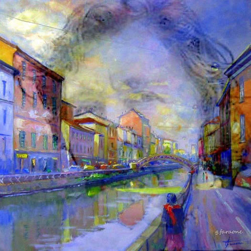 Alada Merini , Naviglio, olio su tela cm 80x80 (Codice ND)