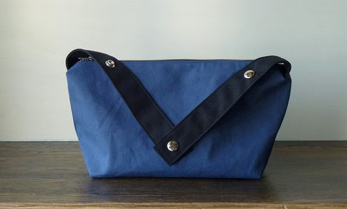 One Handle 2-Dots Bag (S) Canvas Blue x Black 23cm(w) x 23cm(h) x 12cm(d)