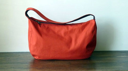 One Handle Bag Canvas Deep-Red  35cm(w) x 23cm(h) x 9cm(d)
