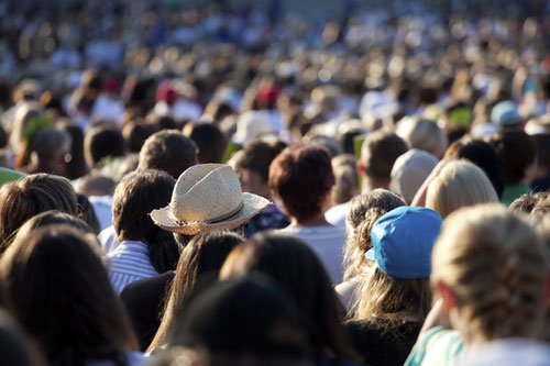 Crowd of people in Ibiza