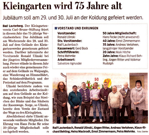 Mitgliederversammlung 2017 (Harz Kurier)