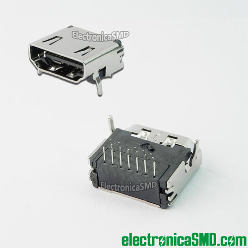 conector hdmi guatemala, conector hdmi hembra 19 pines THT 3 filas con pines pcb guatemala, hdmi, electronica, electronico, guatemala, conectores conector hdmi