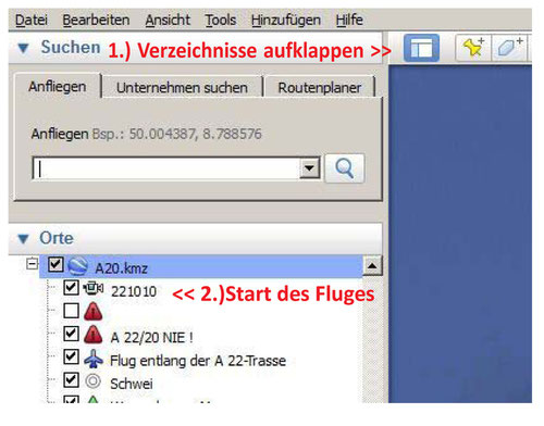 Flug über A 20 (Quelle: Google Earth)