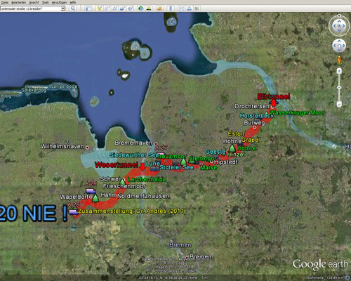 Flug über A 20 (Quelle: Google Earth)