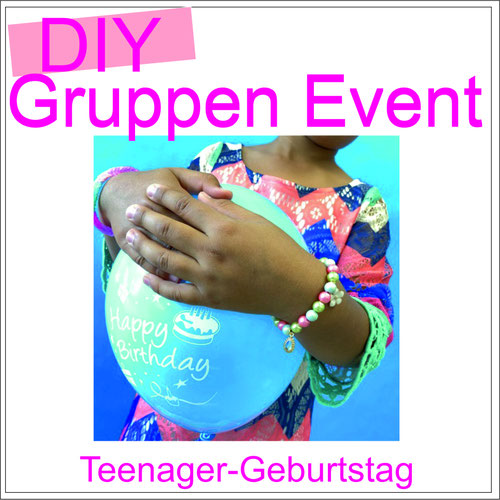 Armband Design mit Glasperlen auf einem Teenagergeburtstag mit Flamingo und Puschel Anhänger in tobigen Farben. Workshop Platz ab 9.90 € - 14 €