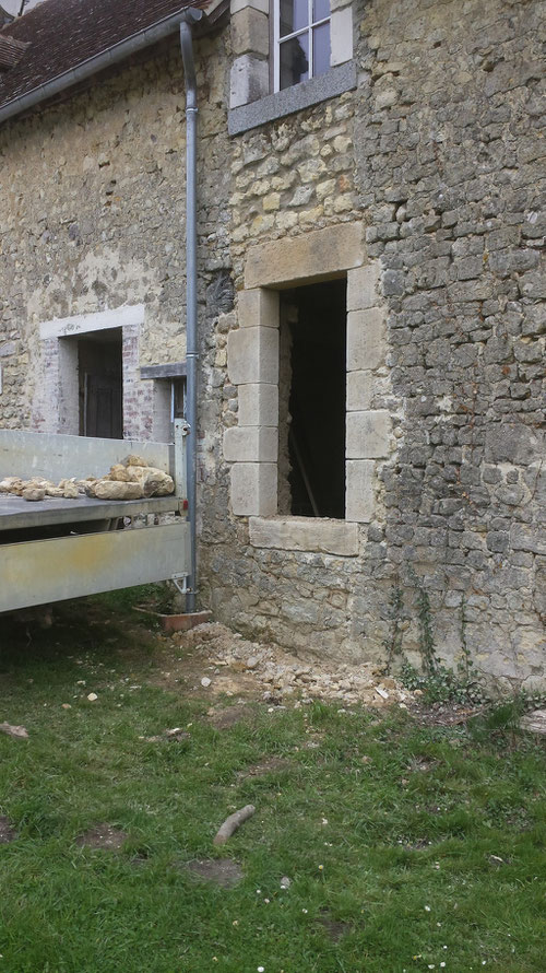 Maçonnerie de pierres taillées, finition patine de vieillissement