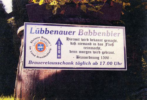 Hinweisschild am Stadtgraben in Lübbenau