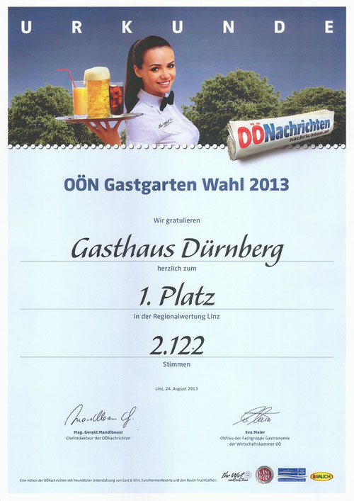 Urkunde Gastgartenwahl 2013