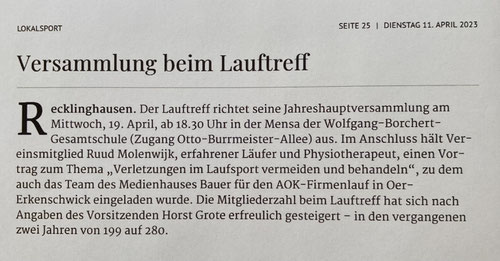 Quelle: Recklinghäuser Zeitung vom 11.04.023