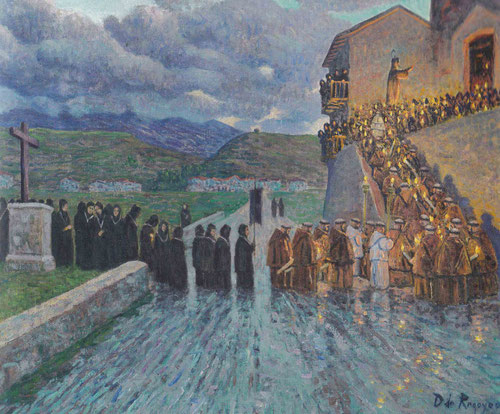 La procesión de capuchinos en Fuenterrabía,1902.Óleo sobre lienzo 60 x73cm.Colección Casacuberta Marsans.