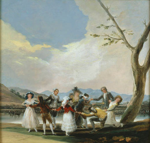 Goya.La gallina ciega.1787.Boceto para uno de los cartones para la serie de tapices destinados a decorar el dormitorio de las Infantas en el Pardo.