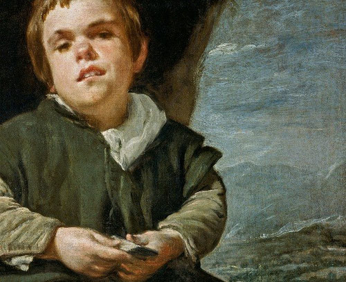 Velázquez.Francisco Lezcano, el niño de Vallecas 1635-40.Intensa mirada entre desafiante y melancólica con una austera construcción espacial, consigue imágenes veraces y realistas.