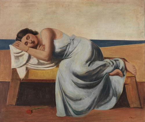 Pompeo Borra,Riposo 1933.Óleo sobre lienzi 105x126cm.Museo de Arte Contemporáneo di Trento.