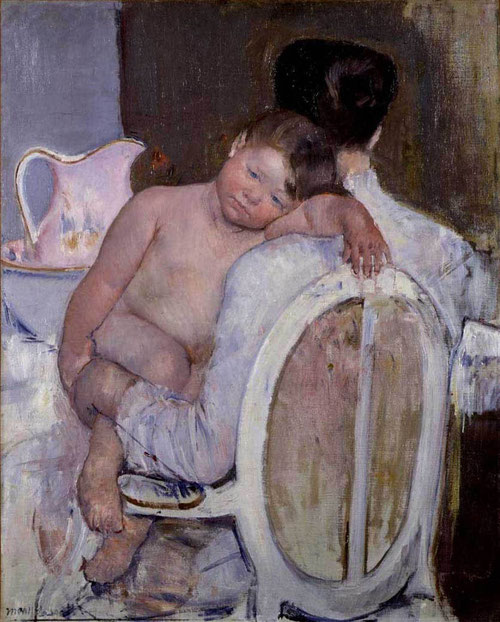 Mary Cassatt. Mother holding a child in her arms.1890. Trabajó con extrema sensibilidad escenas domésticas, como sus maternidades, en todas ellas subyace,elegante, la expresión de amor,expresivos dibujos de una carrera artística reconocida de forma tardía