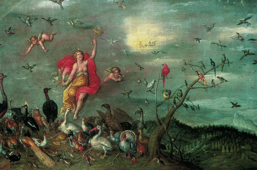 Jan Brueghel el Joven y Hendrick van Balen.Alegoría del Aire.1630.Óleo sobre tabla.41x58cm.Colección privada.