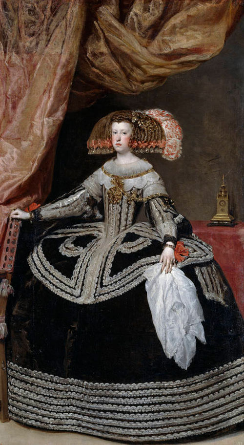 Velázquez realizó este retrato de Mariana de Austria encargado por su padre el emperador Fernando III, para enviarlo a la corte española donde se casaría con el príncipe Baltasar Carlos, al moris éste, casó con el propio rey Felipe IV, su tio carnal