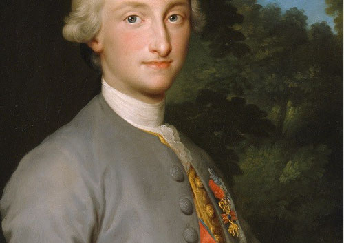 Detalle de Carlos IV siendo Príncipe de Asturias, 1765.Anton Raphael Mengs.Museo del Prado, Madrid.