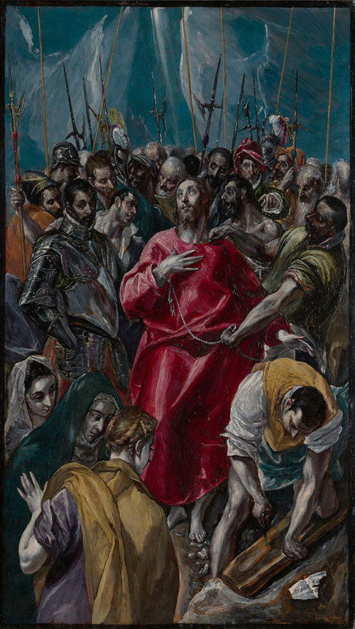 Expolio de Cristo.El Greco.Óleo sobre tabla,56x32cm.Al celebrar este año el cuarto centenario de su muerte lo hemos escogido como "Cuadro del mes de Febrero 2014",donde aparece ampliamente detallado.