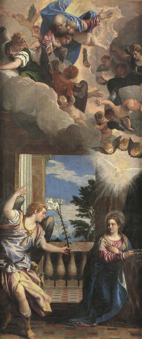 Paolo Veronese. La Anunciación 1583. Colecciones Reales, Monasterio de San Lorenzo de El Escorial.