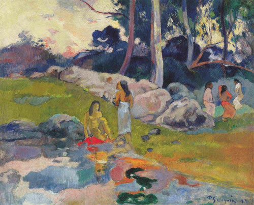 Paul Gauguin, Mujeres en la ribera del río, 1892 . Óleo sobre lienzo.31x40cm. Colección privada.