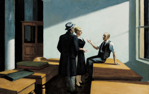 Hopper, Reunión nocturna, Conference at night, 1949.Óleo sobre lienzo.71x102cm. Wichita Art Museum, Roland Murdock Collection.