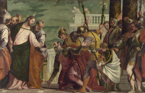 Paolo Veronese. Jesús y el centurión.1571 Óleo sobre lienzo.192x297cm. Madrid. Museo Nacional del Prado.