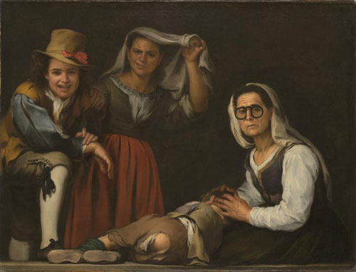 Bartolomé Esteban Murillo.Cuatro figuras en su escalón 1655.Texas Kimbell Art Museum.Las pinturas de Murillo muestran las ecenas de la vida cotidiana inspiradas en pintura holandesa.