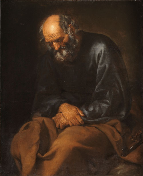 Anónimo español.Las lágrimas de San Pedro, anónimo español.Óleo sobre lienzo 103x83cm.Museo del Prado Madrid.