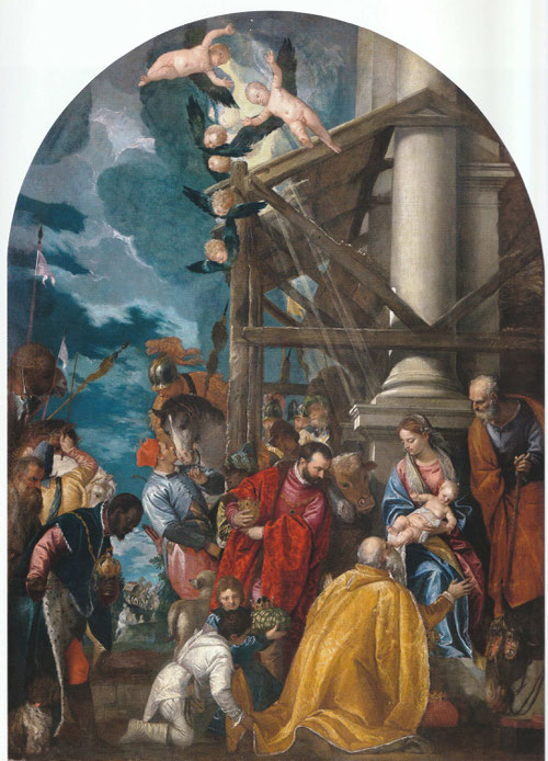 Paolo Veronese. Adoración de los Magos. 1573-4. Óleo sobre lienzo. 375x288cm. Iglesia de Santa Corona. Vicenza.