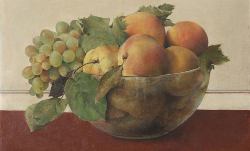 Isabel Quintanilla.Frutero 1966¨´Oleo sobre tabla.29x38cm.Colección privada.