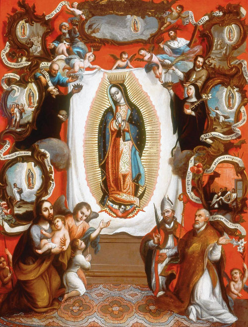 Atribuido a José Alzíbar. Exaltación del patronato de la Virgen de Guadalupe.1750-1800.Óleo sobre cobre.85x64cm. Méjico. Colección Pérez Simón.