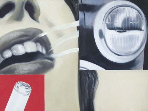 James Rosenquist.Vidrio ahumado 1962.Óleo sobre lienzo 61x81cm.Museo Thyssen madrid.