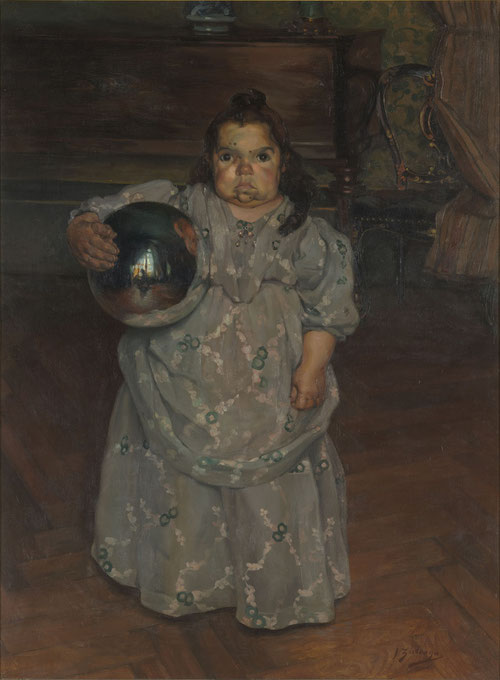 La enana doña Mercedes,1899. Musée d´Orsay.París. En su búsqueda de las raíces comparte mirada con sus contemporáneos y retoma la iconografía del Siglo de Oro velazqueño.Todo un marco histórico y social.Muestra que en su deformidad está la hermosura.