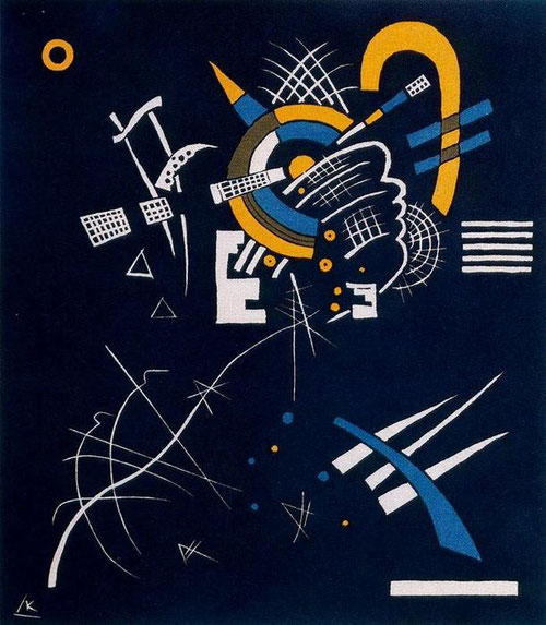 Pequeños mundos VII 1922.Xilografia en color.34x27cm.Legado de Nina Kandinsky.La música y el lenguaje pictórico debían iluminarse y  potenciarse mutuamente con acordes disonantes.