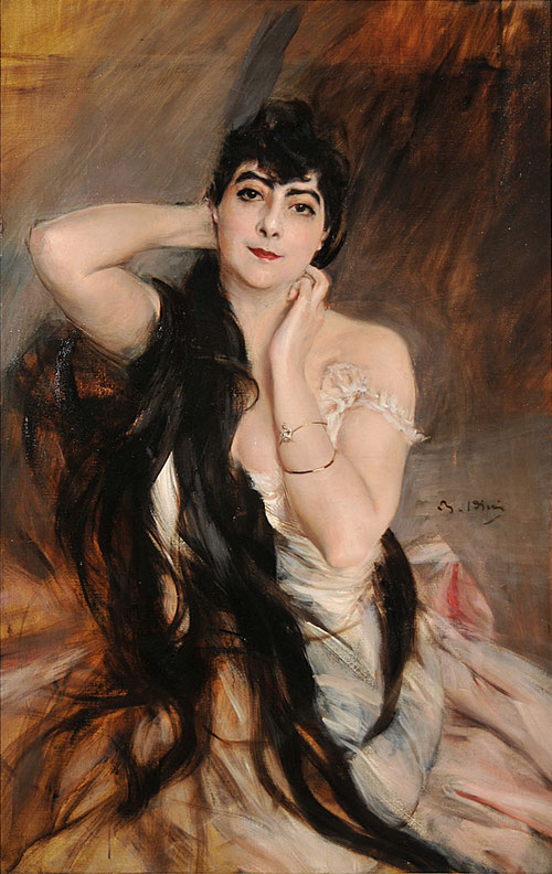 Giovanni Boldinni.Retrato de la marquesa de Rochefort-Lucay 1896. Óleo sobre lienzo,112x72cm.Galeria Nacional de Arte Moderno y Contemporáneo,Roma. 