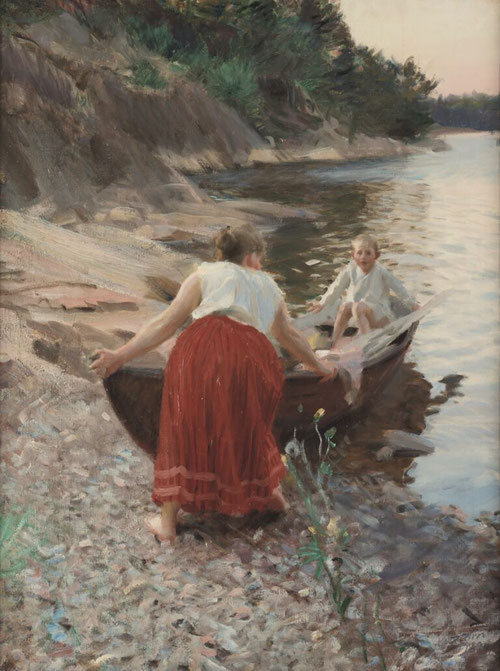 Anders Zorn. La falda roja.1894.Óleo sobre lienzo.100x75cm.Colección particular.