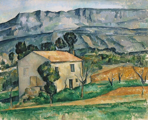 Casa en Provenza,Cézanne, representa el "ojo prensil", un acantilado vertical sirve de fondo a una casa sellada, sin signo de vida ni presencia humana, construcción magnífica en poliedro.