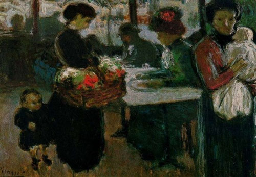 Picasso. Café en Montmartre París 1901.Óleo sobre cartón 44x53cm.Museo Ludwig,Colonia..También Picasso desarrolló una curiosidad por los excesos de la noche parisina.