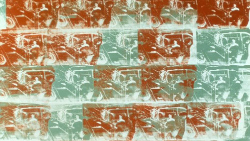 Andy Warhol.Optical Car Crash.1962 Máximo representante del Pop Art.La velocidad ha alterado para siempre el concepto de las cosas.La repetición seriada, procedente de la cultura de masas y consumo es célebre por sus mitos icónicos.