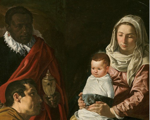 Realizada antes de su llegada a la corte, La Adoración de los Reyes Magos o Epifanía, transmite el contenido religioso, concentrándose en la expresión y rasgos de los personajes, utiliza modelos familiares,la Virgen es su mujer Juana Pacheco.