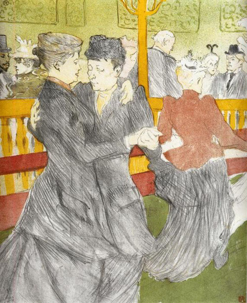 Toulouse Lautrec. Baile en Moulin Rouge 1897.Litografía en color.41x34cm. Institute National d ´histoire de l´art, Bibliothéque collection Jacques Doucet, Paris.