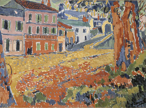 Maurice de Vlaminck.Restaurante La Machine à Bougival 1905.Museo DÓrsey. Pintó en solitario paisajes vertiginosos de colores saturados, siempre considerado el "más salvaje" de todos,le corresponde la etiqueta de "fiera".