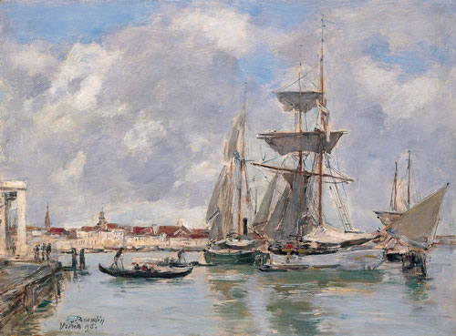 Eugène Boudin.Venecia, El Gran Canal 1895.Òleo sobre tabla 26x35cm.Colección Carmen Thyssen.