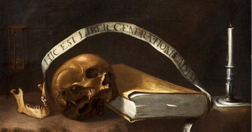 Vanitas de la estirpe mortal de Adan,Francisco Carrion,SXII.Naturaleza muerta cargada de honda significación moral y espiritual.Recuerda a toda la estirpe del género humano la fugacidad de la vida y el transcurrir inefable del tiempo.