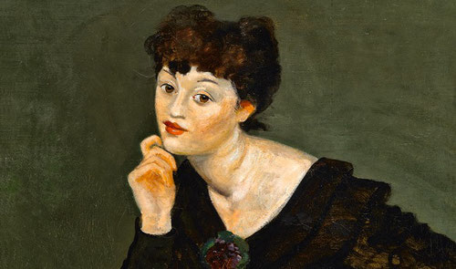 André Derain.  Isabel Lambert 1935-39.Óleo sobre lienzo.76x74cm. North Gallery Museum. Entre la modernidad y el clasicismo, la modelo posa abstraida de sus ocupaciones, fondos negros, seres soñadores, silencio,inmovilidad.Imita antigua escuela de Avignon.