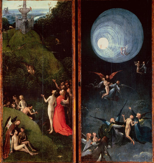 Visiones del mas allá,1505.Todas las escenas muestran el castigo y la recompensa y encajan en la temática del Juicio Final.La fascinante y compleja iconografía  pone de manifiesto los estudios del autor sobre ´la Divina Comedia de Dante.