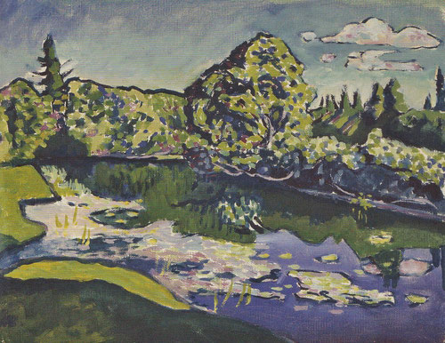 Akhtyrka.Estanque del parque,1917.Óleo sobre lienzo libre.29x37cm.Legado de Nina Kandinsky.