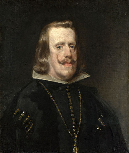 Velázquez retrata varias veces a Felipe IV,pinta este lleno de majestad y humanidad.Abatido por la falta de heredero varón y por la decadencia de la monarquía hispánica,aparece cansado,de forma sobria.Apenas con 50 años luce cadena y Toison de Oro.Londres