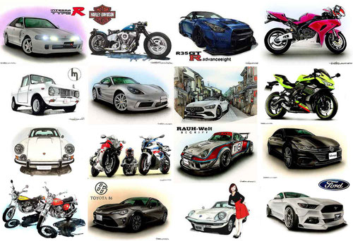 We create order-made watercolor art of cars and motorcycles