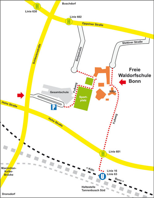 Anfahrt Freie Waldorfschule Bonn